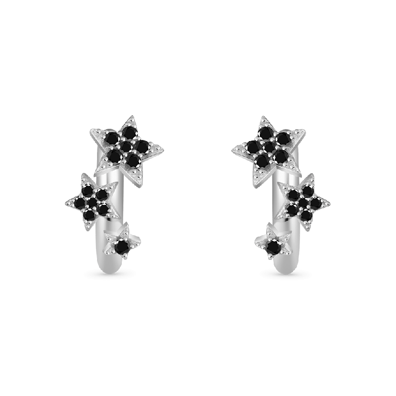 Gnoce Pentagram Design Shiny Hoop Earrings