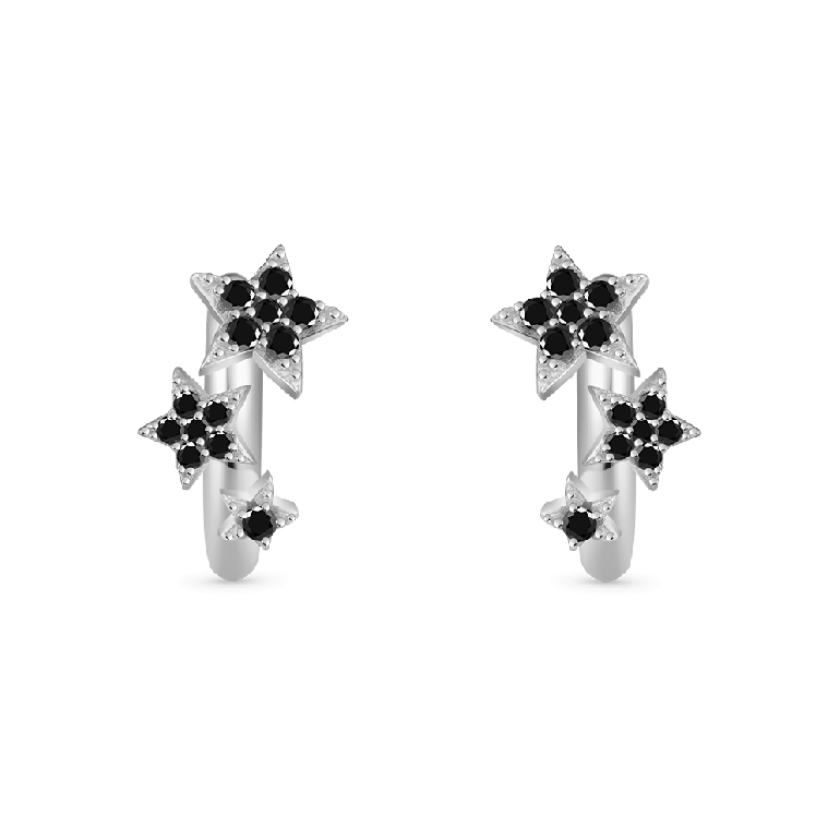 Gnoce Pentagram Design Shiny Hoop Earrings