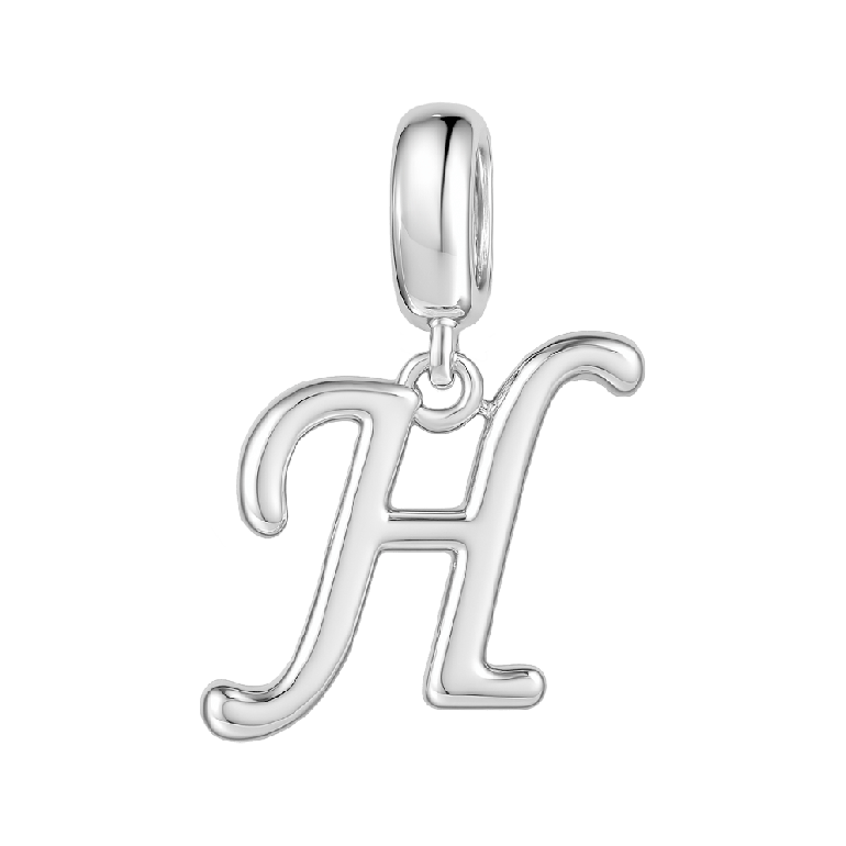 Letter H 925 Sterling Silver Dangling Charm Great for Bracelets Necklaces