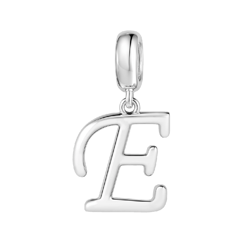 Letter E 925 Sterling Silver Dangling Charm Great for Bracelets Necklaces