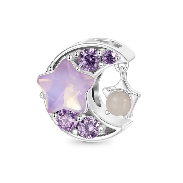 Gnoce Purple Star Moon Glow-in-the-Dark Charm