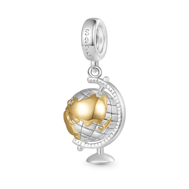 Gnoce Spinning World Globe Pendant Dangle Charm