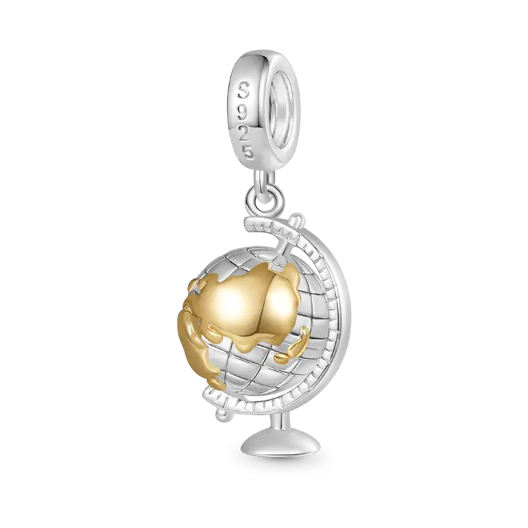 Gnoce Spinning World Globe Pendant Dangle Charm
