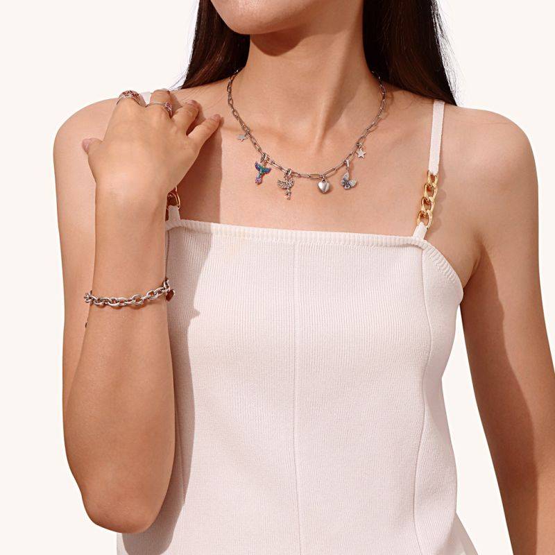 Gnoce Sterling Silver Phoenix Clasp Clusters Charm