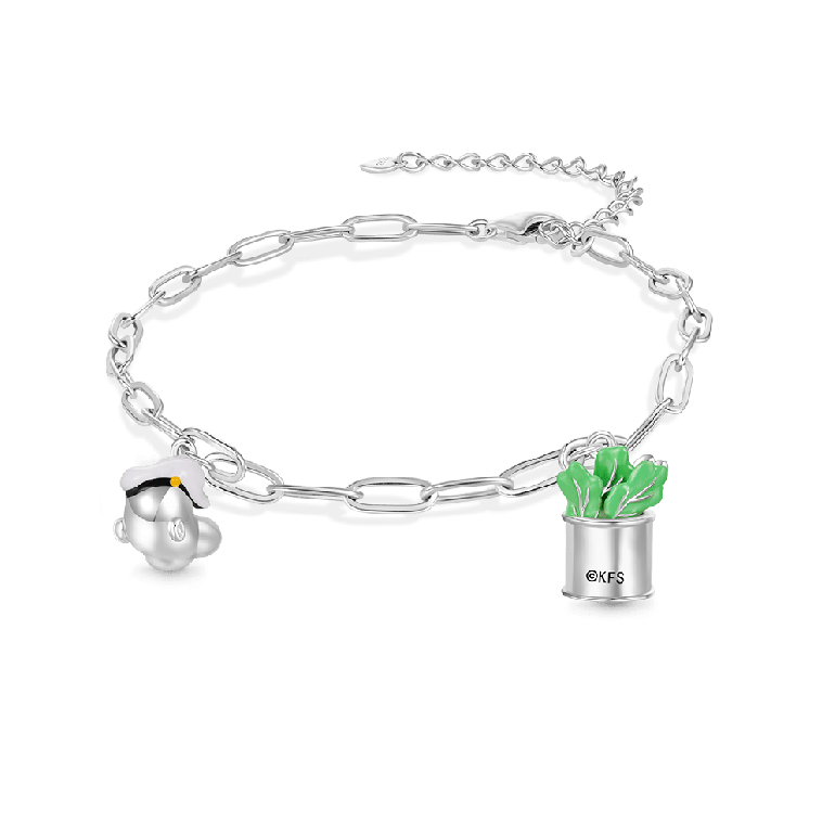 Gnoce Popeye's Head & Spinach Can Chain Bracelets