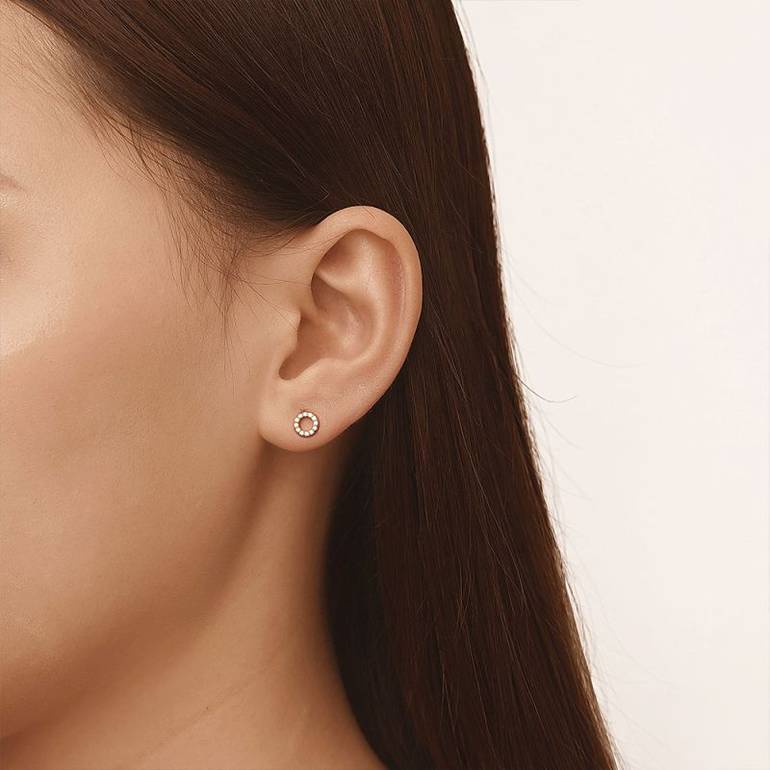 Gnoce Mini Pave Disc Stud Earrings