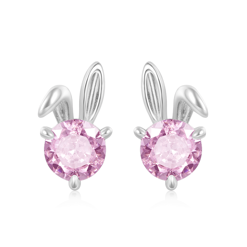 Gnoce Pink Rabbit Stud Earrings