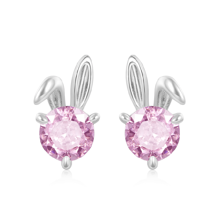 Gnoce Pink Rabbit Stud Earrings
