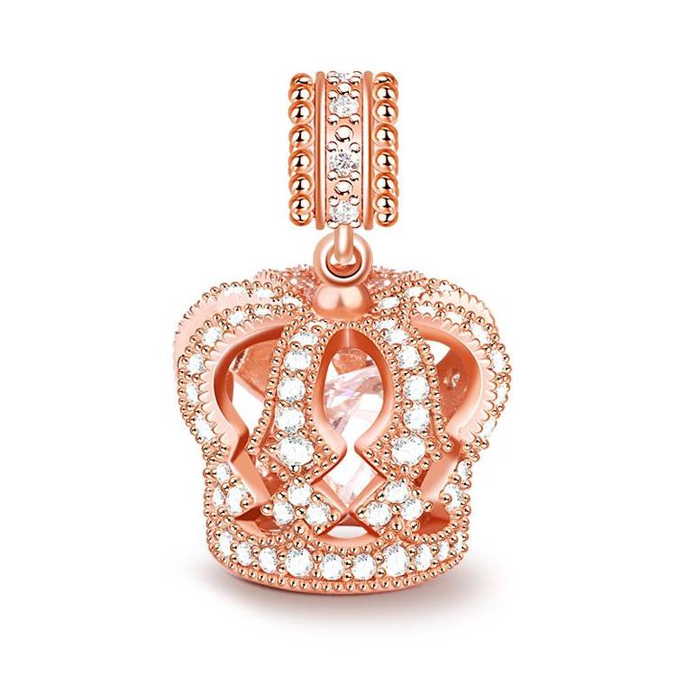 Crown Pendant Charm S925 Sterling Silver 18k Rose Gold Plated With CZ