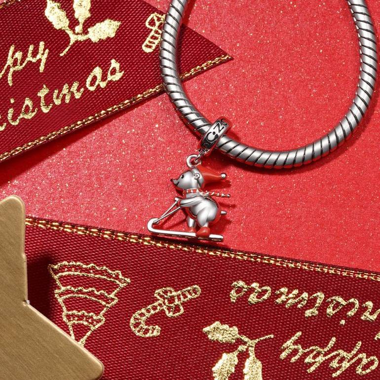 Gnoce Christmas Skiing Polar Bear Pendant Dangle Charm
