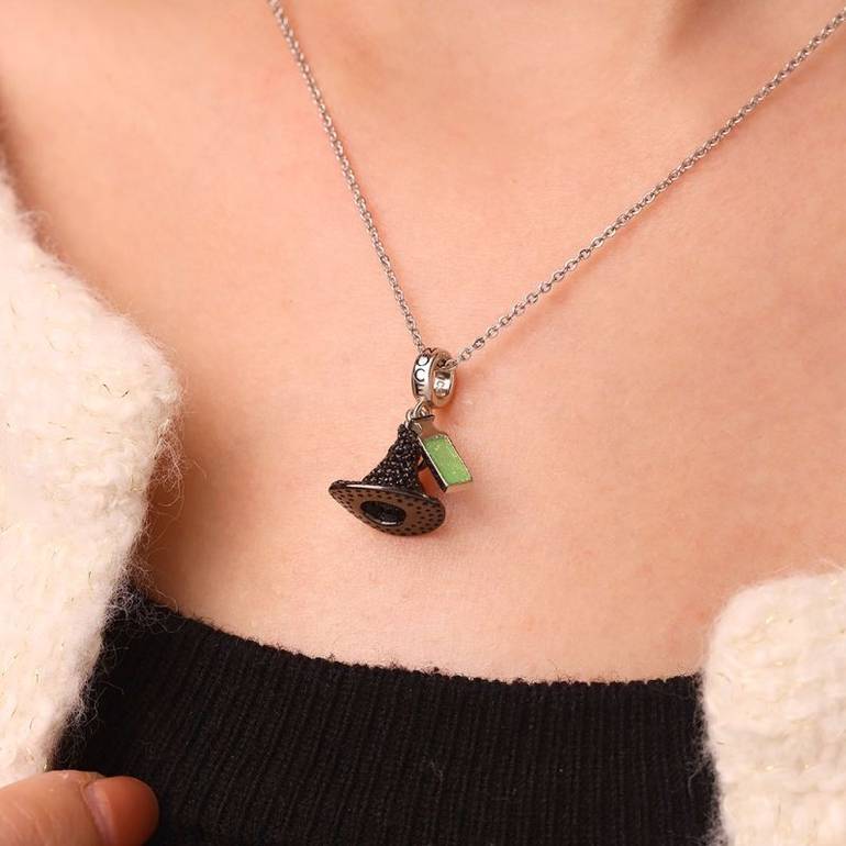 Gnoce Wicked Elphaba Black Hat & Glasses & Bottle Triple Pendant Dangle Charm