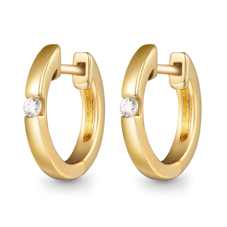 Gnoce Round Set Diamond Stud Earrings