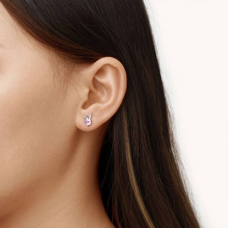 Gnoce Pink Rabbit Stud Earrings
