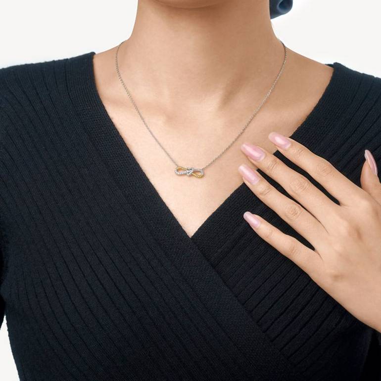 Gnoce Two-tone Infinity & Heart Twisted Rope Necklaces