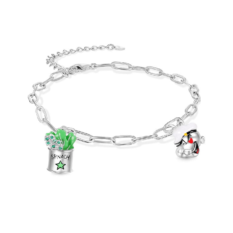 Gnoce Popeye's Head & Spinach Can Chain Bracelets