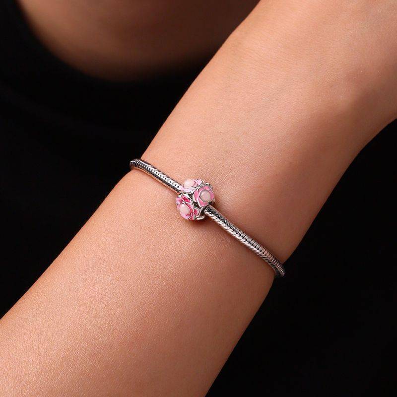 Gnoce Glow-in-the-Dark Pink Flower Ball Charm