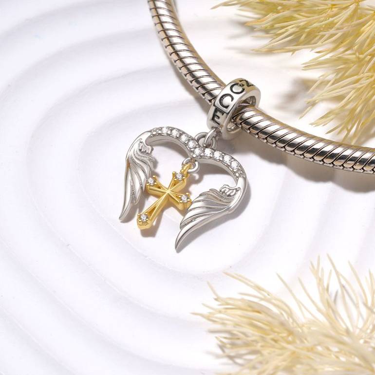 Gnoce Angel Wings Cross Pendant Dangle Charm