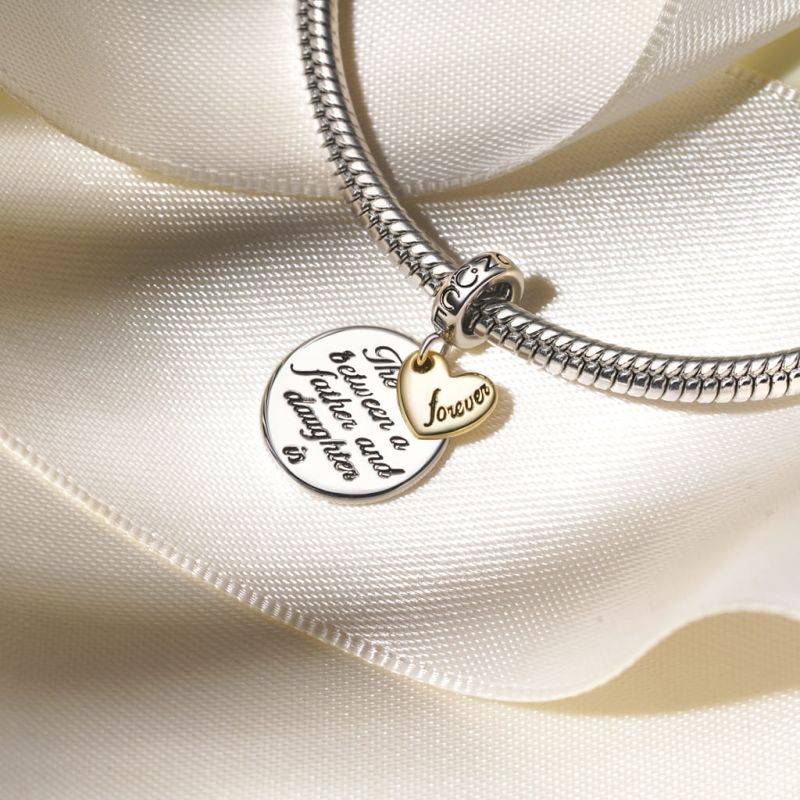 Gnoce Father Daughter Emotional Heart Pendant Dangle Charm