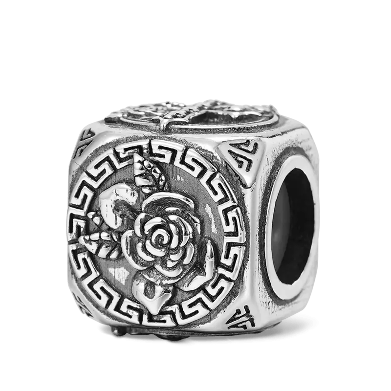 Rose Skull Cross Men's Charm