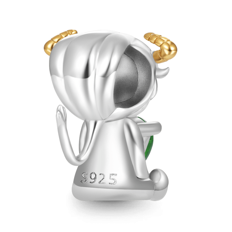 Gnoce Taurus Zodiac Sign Embraces Heart Gem Charm