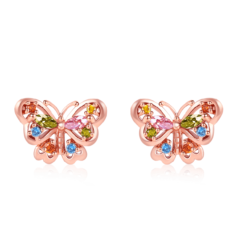 Butterfly Stud Earrings 18k Rose Gold Plated 925 Sterling Silver