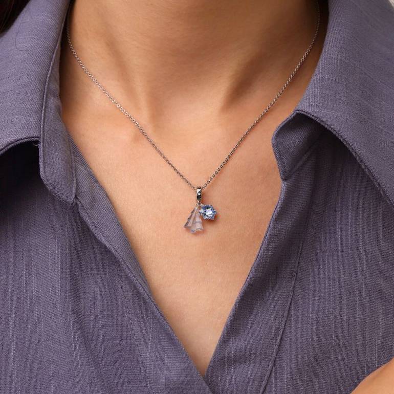 Gnoce Light Blue Christmas Tree & Snowflake Pendant Dangle Charm