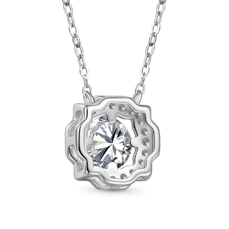 Gnoce 925S & VVS Round Center Moissanite 1CT Pendant Necklaces