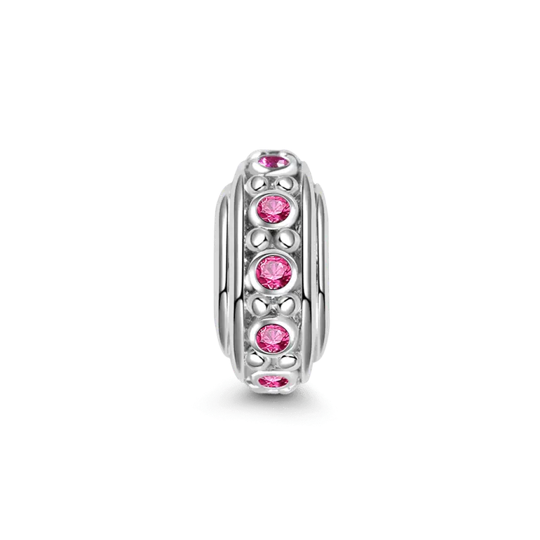 925 Sterling Silver Rose Stone Stopper for Charm Bracelets
