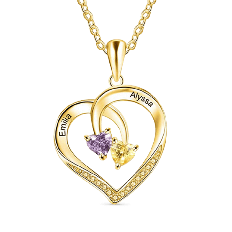 Gnoce Smart Heart Engravable Birthstone Necklaces