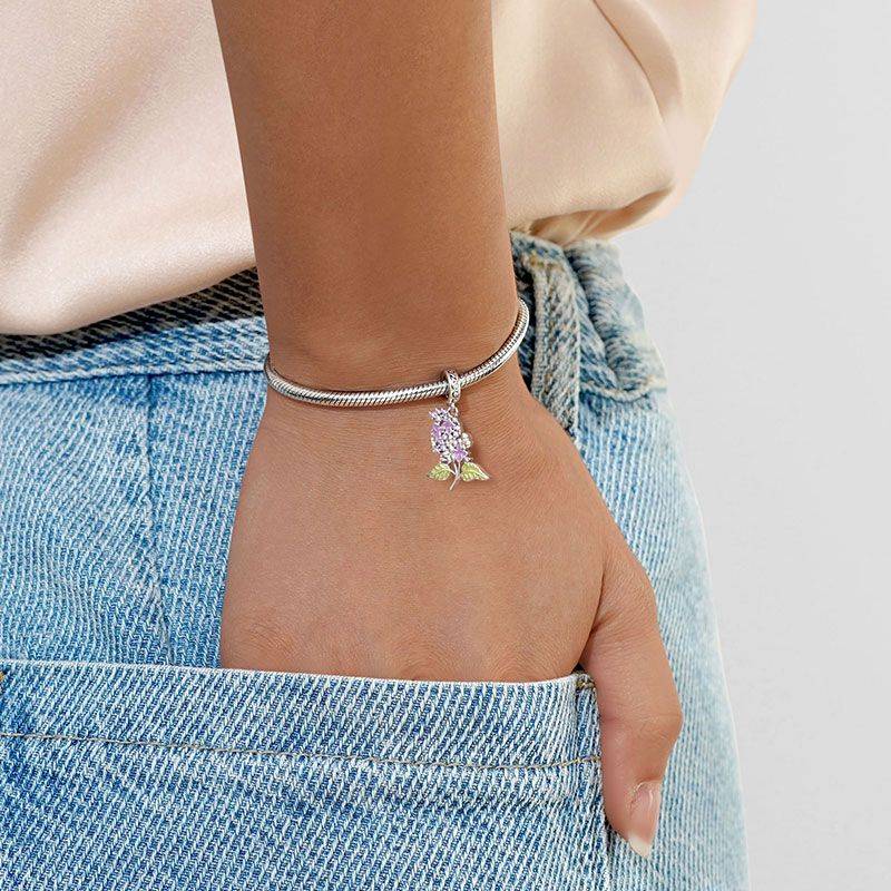 Gnoce Purple Lilac Flower Pendant Dangle Charm