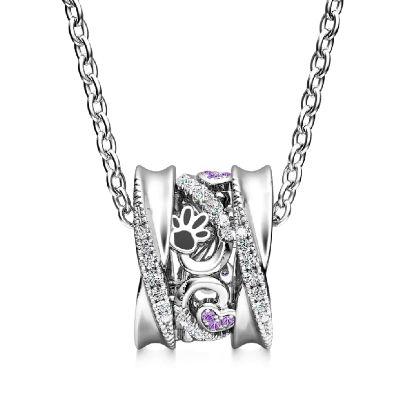 Gnoce Paws & Love Heart Twisted Drum Pendant Necklaces