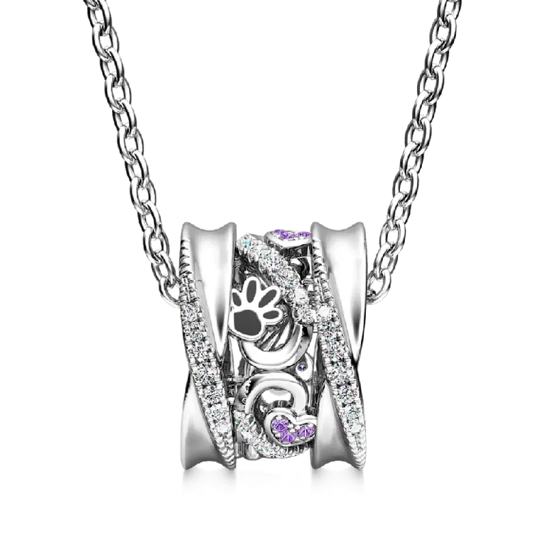 Gnoce Paws & Love Heart Twisted Drum Pendant Necklaces