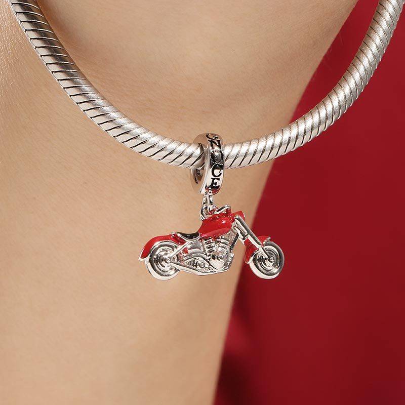 Motorcycle Pendant Dangle Charm Sterling Silver