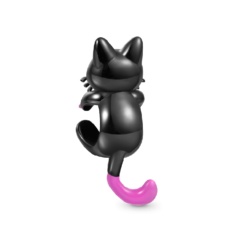 Gnoce Glow-in-the-Dark Pink Tail Black Cat Charm