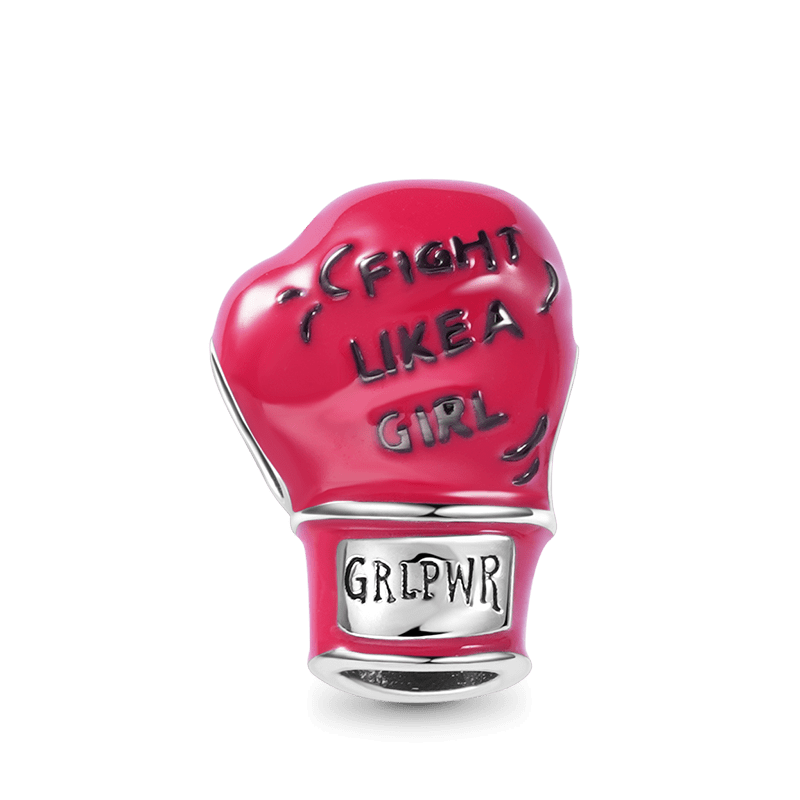 Pink Boxing Glove Charm Bead 925 Sterling Silver