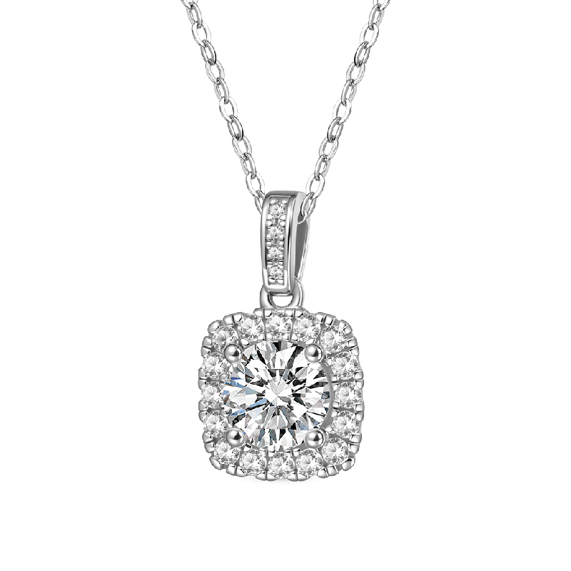 Gnoce Classic Cushion Halo 925S & VVS Moissanite Necklaces