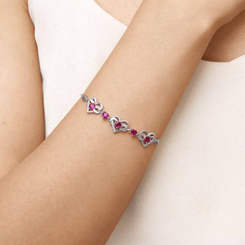 Gnoce Silver Infinite Love Heart Birthstone Bracelets