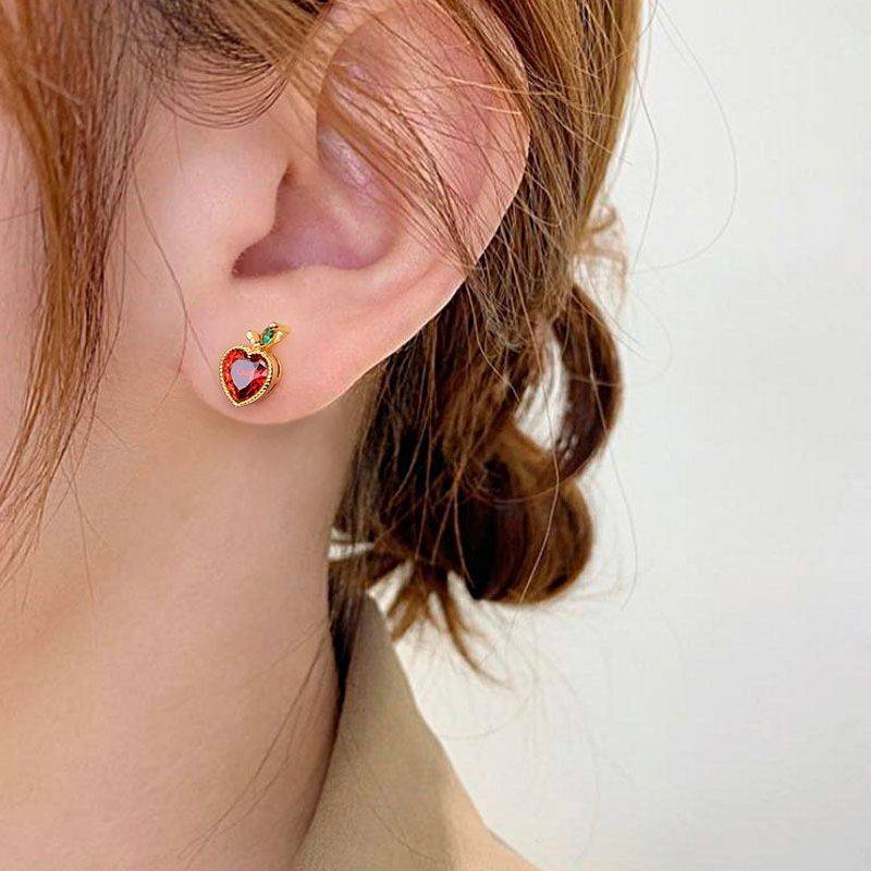 Apple Stud Earring 18k Gold Plated 925 Sterling Silver
