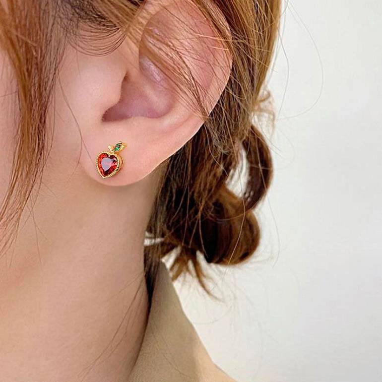 Apple Stud Earring 18k Gold Plated 925 Sterling Silver
