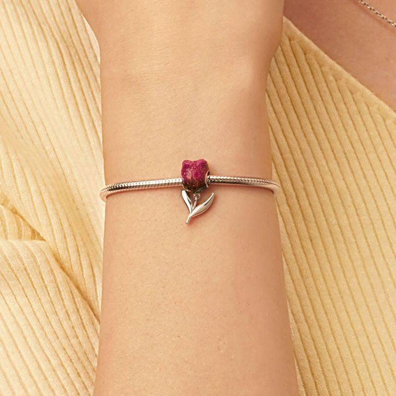 Gnoce Black Tulip Flower Charm
