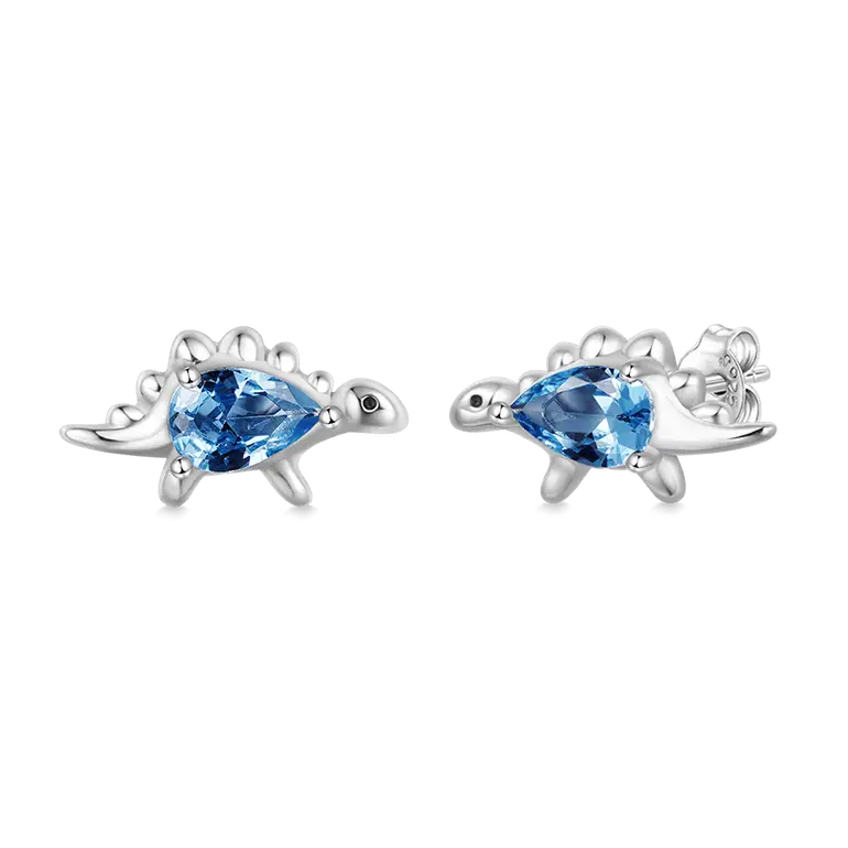 Gnoce Sparkling Stegosaurus Stud Earrings