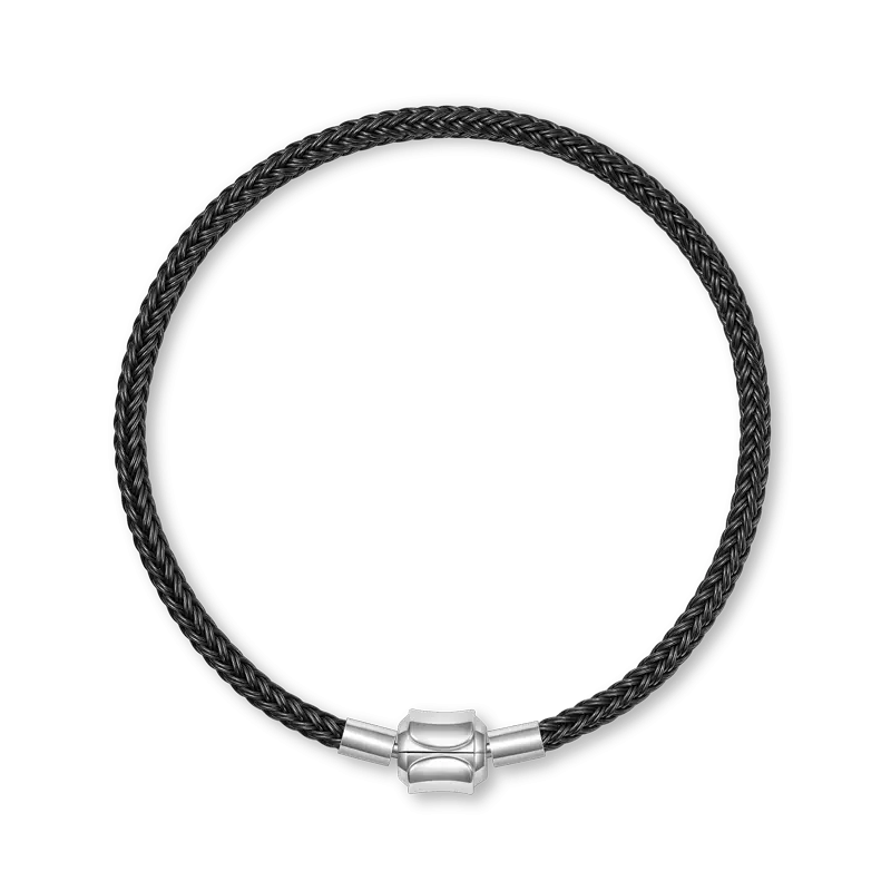 Gnoce Black Basic Bracelets with 2 Pieces of Stoppers