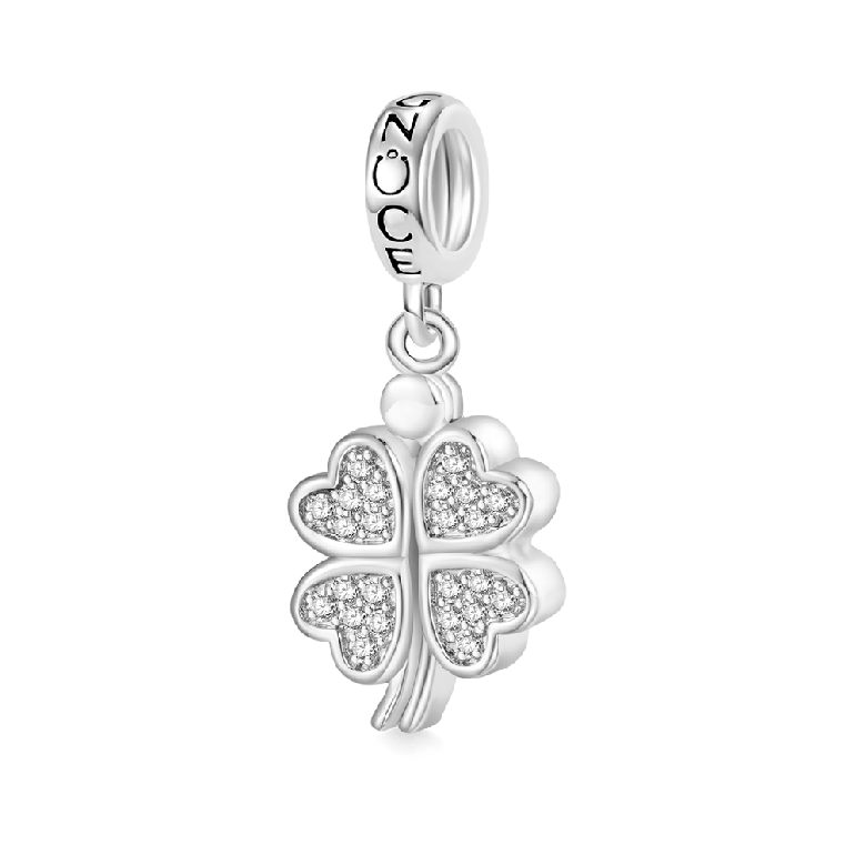 Gnoce Openable Four-leaf Clover Engravable Pendant Dangle Charm