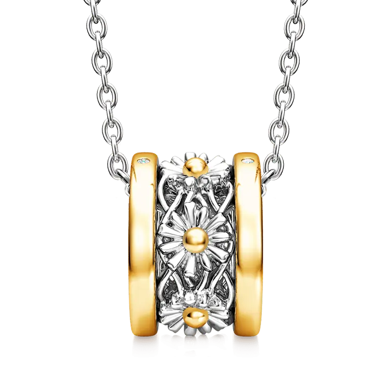Gnoce Daisy Flower Pendant Necklaces 18K Gold Plated