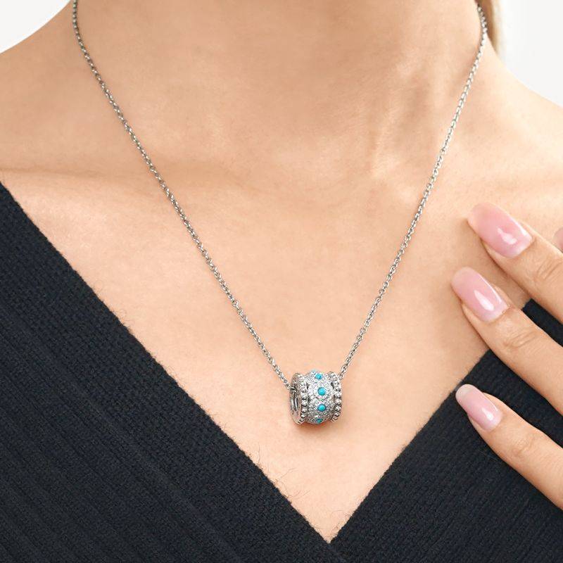 Gnoce Turquoise Halo Drum Pendant Necklaces