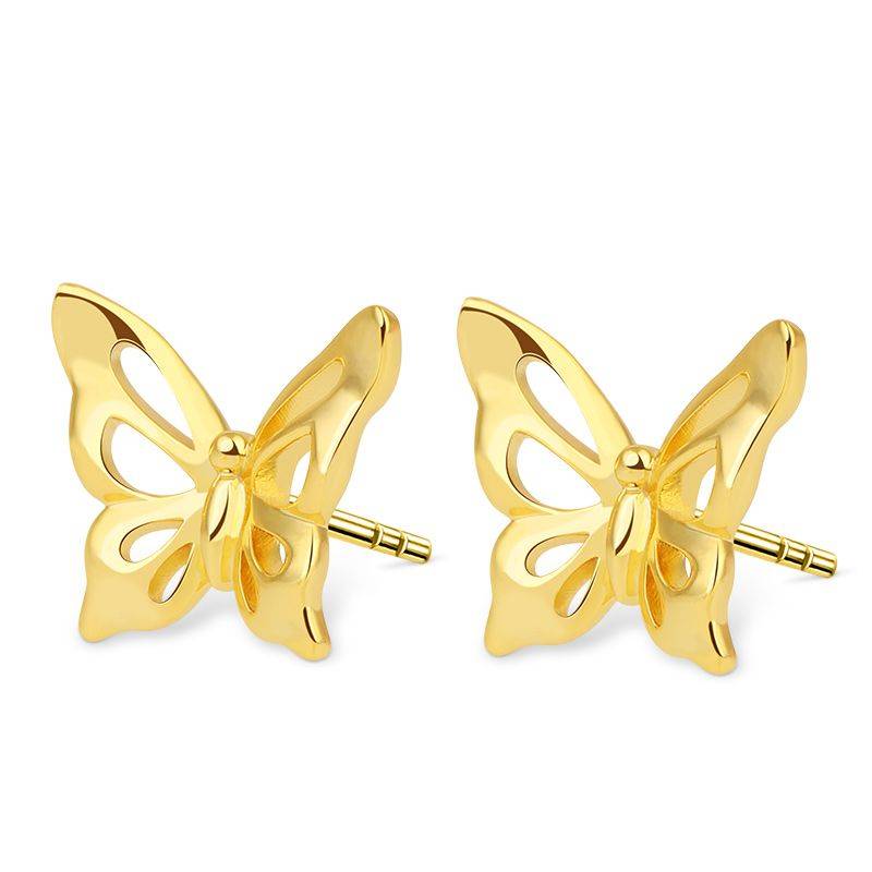Dancing Butterfly Stud Earrings 18K Gold Plated 925 Sterling Silver/14K Gold