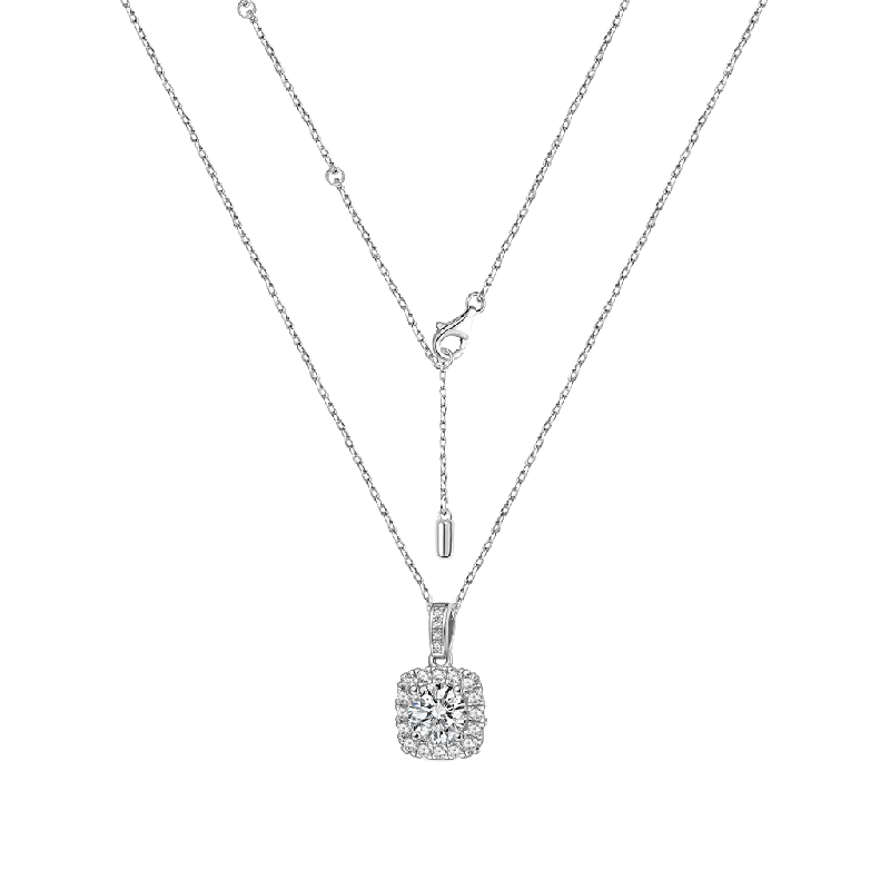 Gnoce Classic Cushion Halo 925S & VVS Moissanite Necklaces