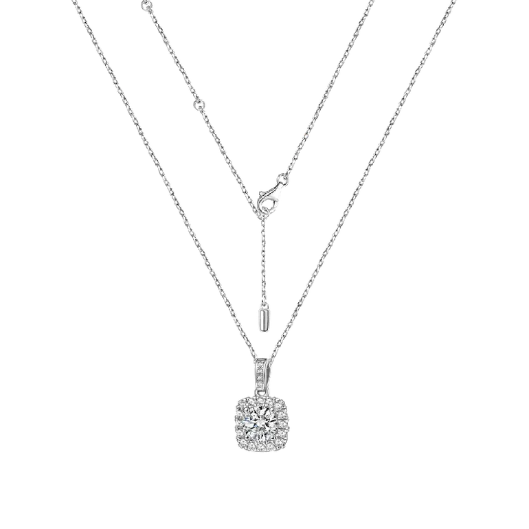 Gnoce Classic Cushion Halo 925S & VVS Moissanite Necklaces
