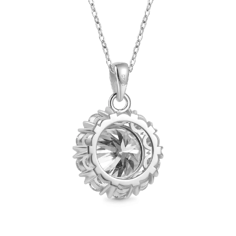 Gnoce Brilliant 5Ct Round 925S & VVS Moissanite Sunflower Necklaces
