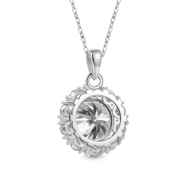 Gnoce Brilliant 5Ct Round 925S & VVS Moissanite Sunflower Necklaces